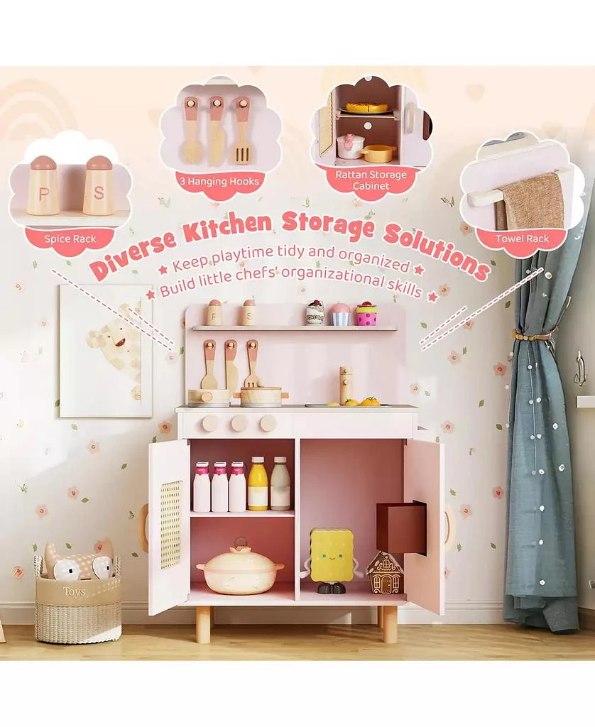 Mecale Wooden Pretend Kitchen Playset with Realistic Ice Maker, Fun Interactive Toy 8