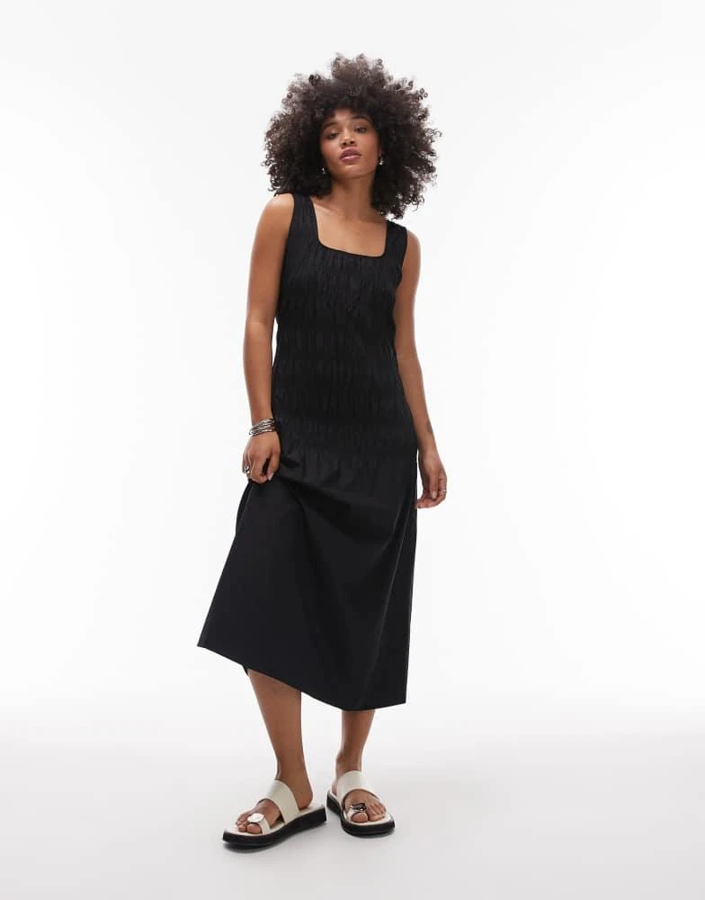 Shop ARKET cotton rich midi dress with smocked bodice and drop waist in  black on Sale at BeyondStyle  Get 75% Off ARKET cotton rich midi dress  with smocked bodice and drop