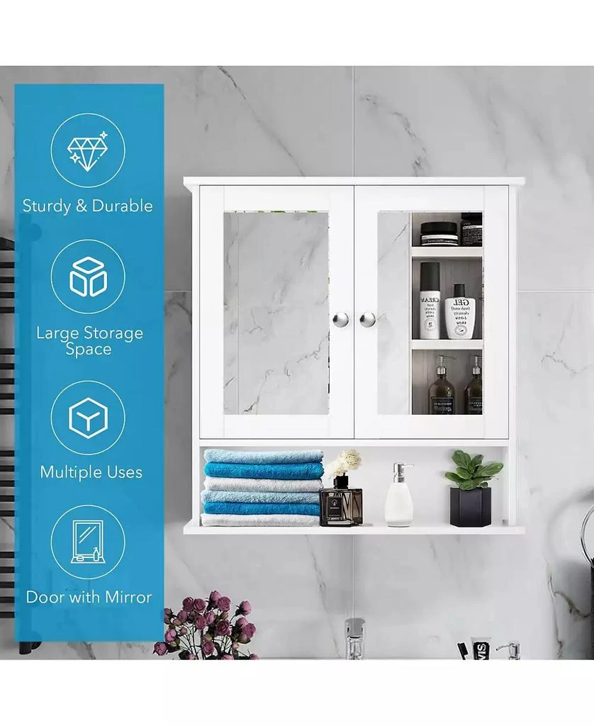 SUGIFT Bathroom Wall Mount Mirror Cabinet Organizer-White 2