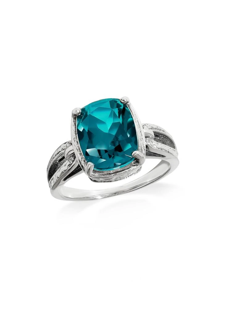 Tiramisu 925 Sterling Silver Ocean Flame Prong-Set Blue Topaz Textured Ring 3
