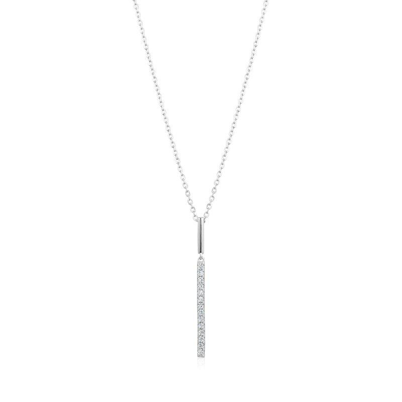 Club Rochelier 5A Cubic Zirconia Vertical Bar Pendant Necklace