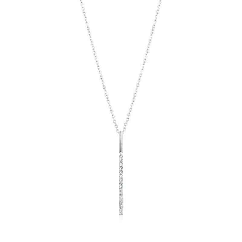 Club Rochelier 5A Cubic Zirconia Vertical Bar Pendant Necklace 1