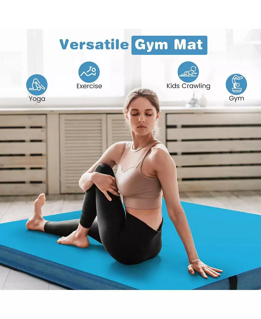 HONGGE 4ft x 4ft x 4in Bi-Folding Gymnastic Tumbling Mat with Handles and Cover-Blue 6