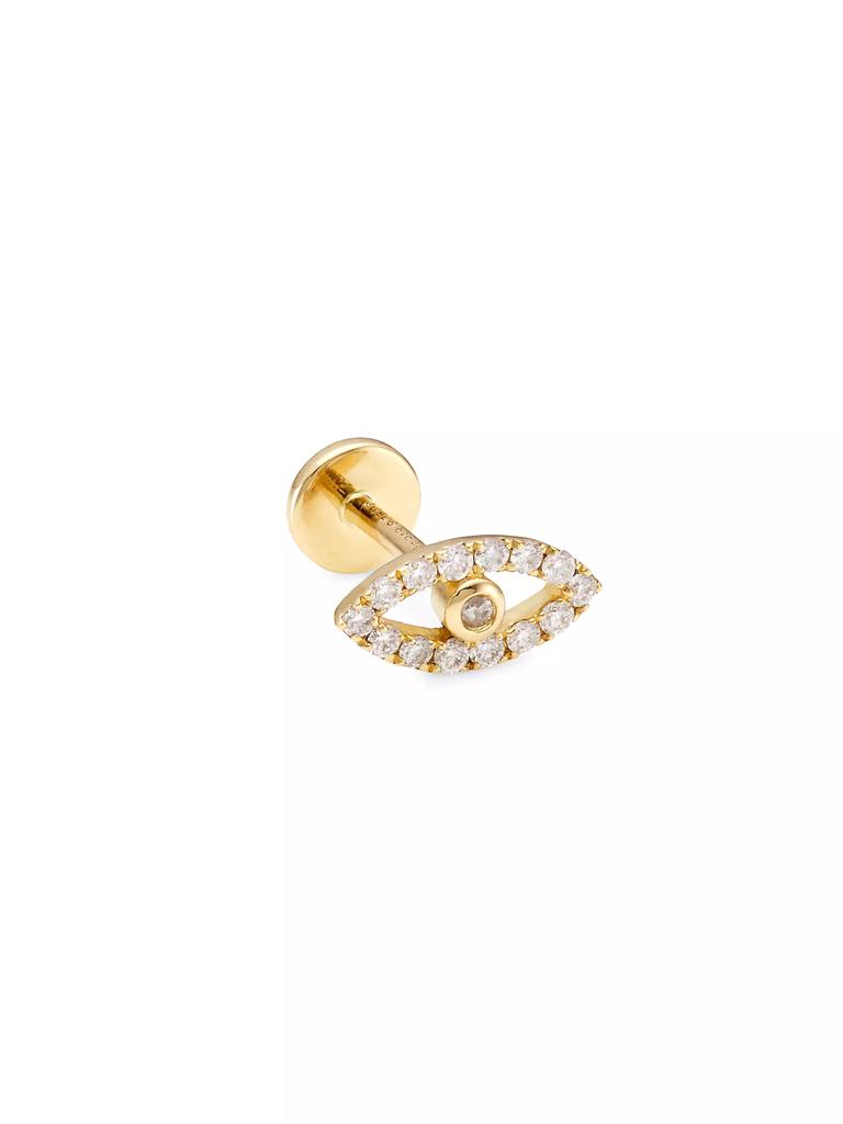 Persée Paved Eye Piercing 18K Yellow Gold Single Earring