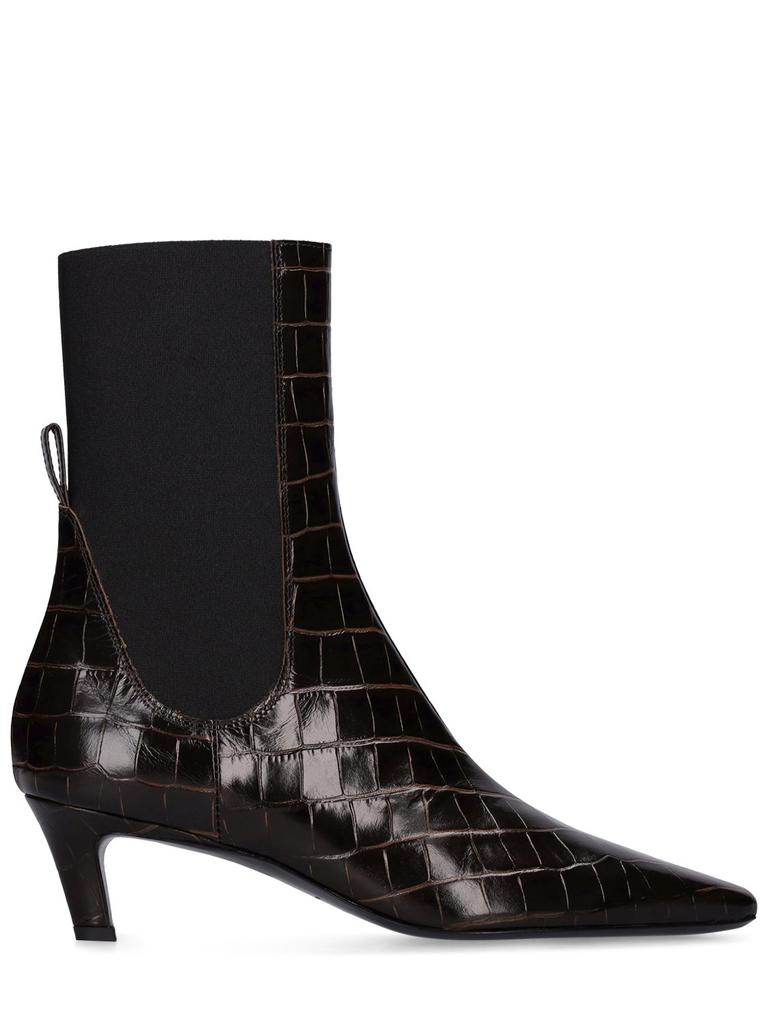Totême 50mm Croc Embossed Leather Ankle Boots