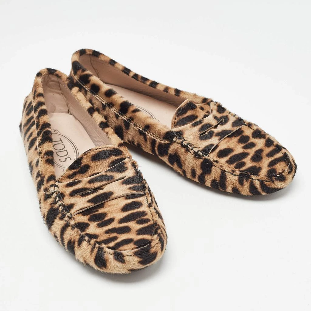 Tod's Tod's Brown/Beige Animal Print Calf Hair Penny Loafers Size 36 4