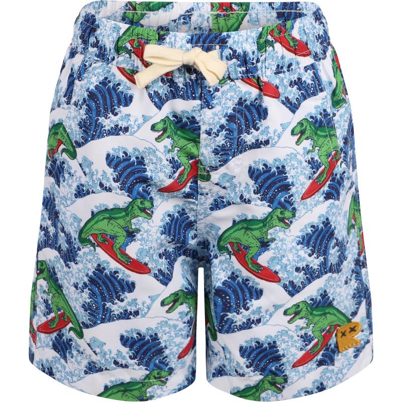 Rock Your Baby Dino surfer swimming shorts in blue