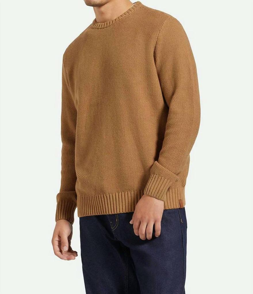 Brixton Jacques Waffle Knit Sweater In Tigers Eye
