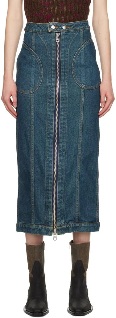 Eckhaus Latta Blue Zip Denim Midi Skirt 1