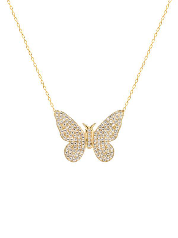 Gabi Rielle 14K Yellow Gold Vermeil & Crystal Butterfly Pendant Necklace