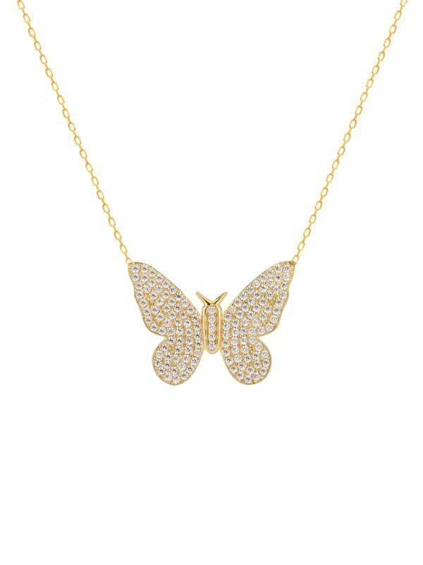 Gabi Rielle 14K Yellow Gold Vermeil & Crystal Butterfly Pendant Necklace 1
