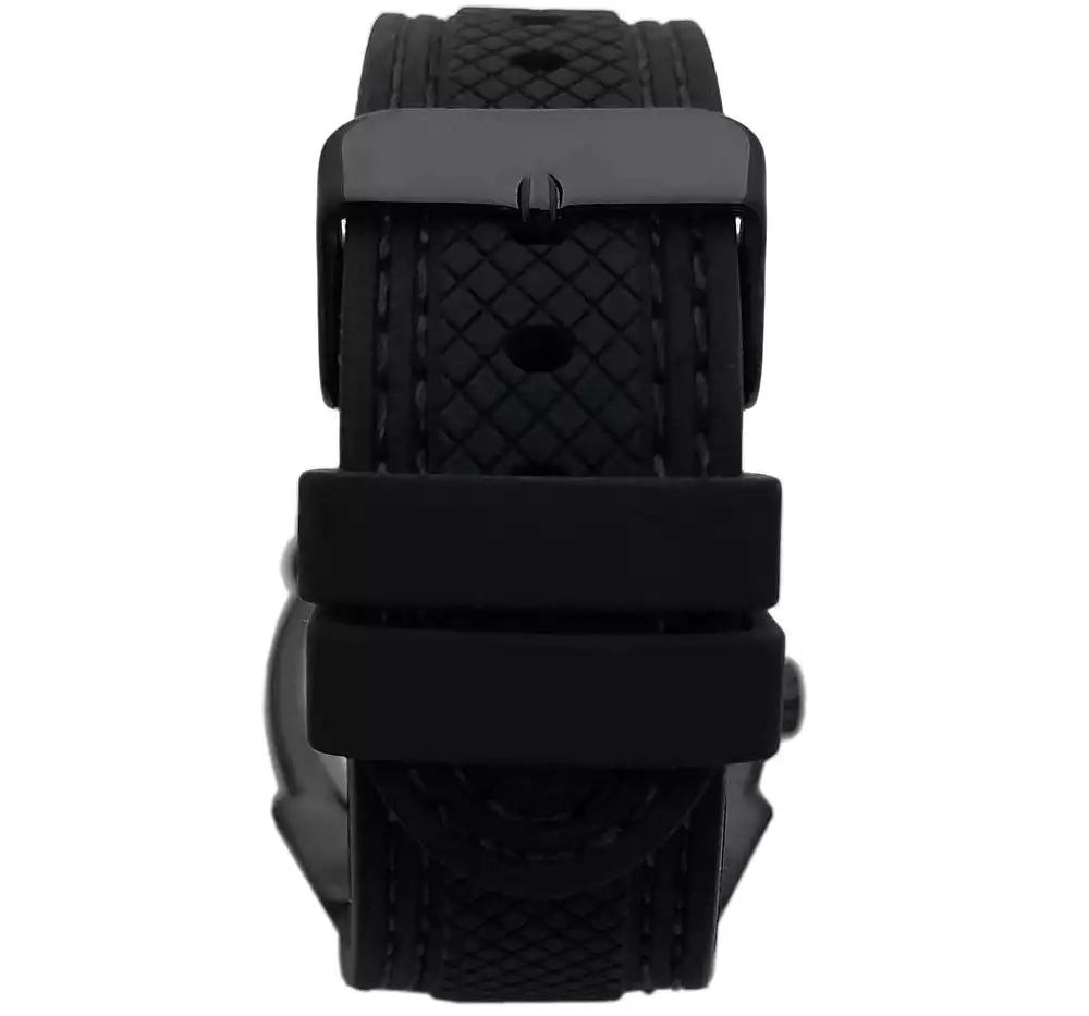 Peugeot Men's 44mm Black Sport Calendar Stitched Rubber Band Watch
