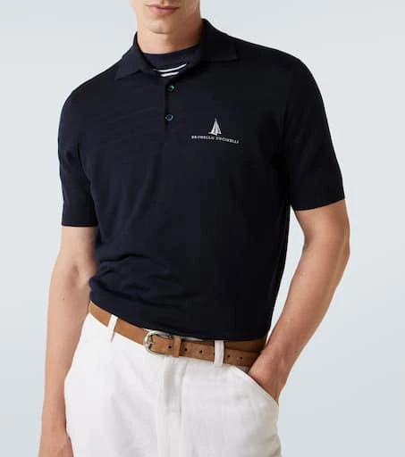 Brunello Cucinelli Logo silk and cotton polo shirt 5