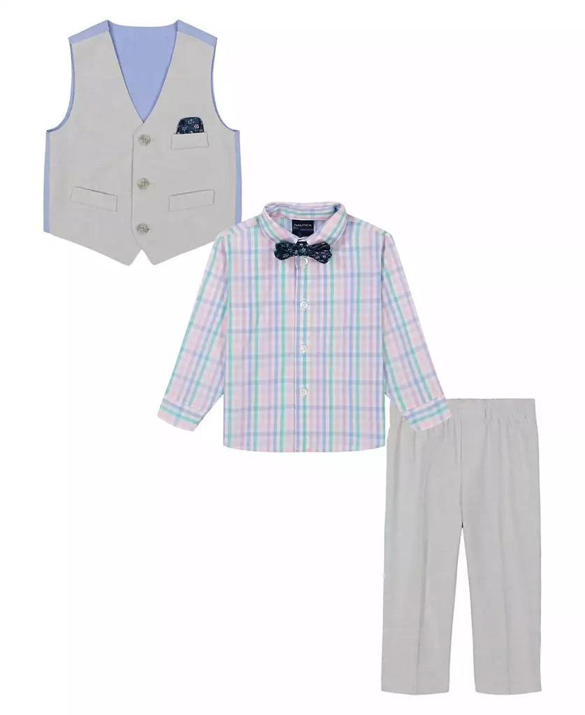 Nautica Baby Boys 4-Piece Slub Tick Vest with Bow Tie Set 2