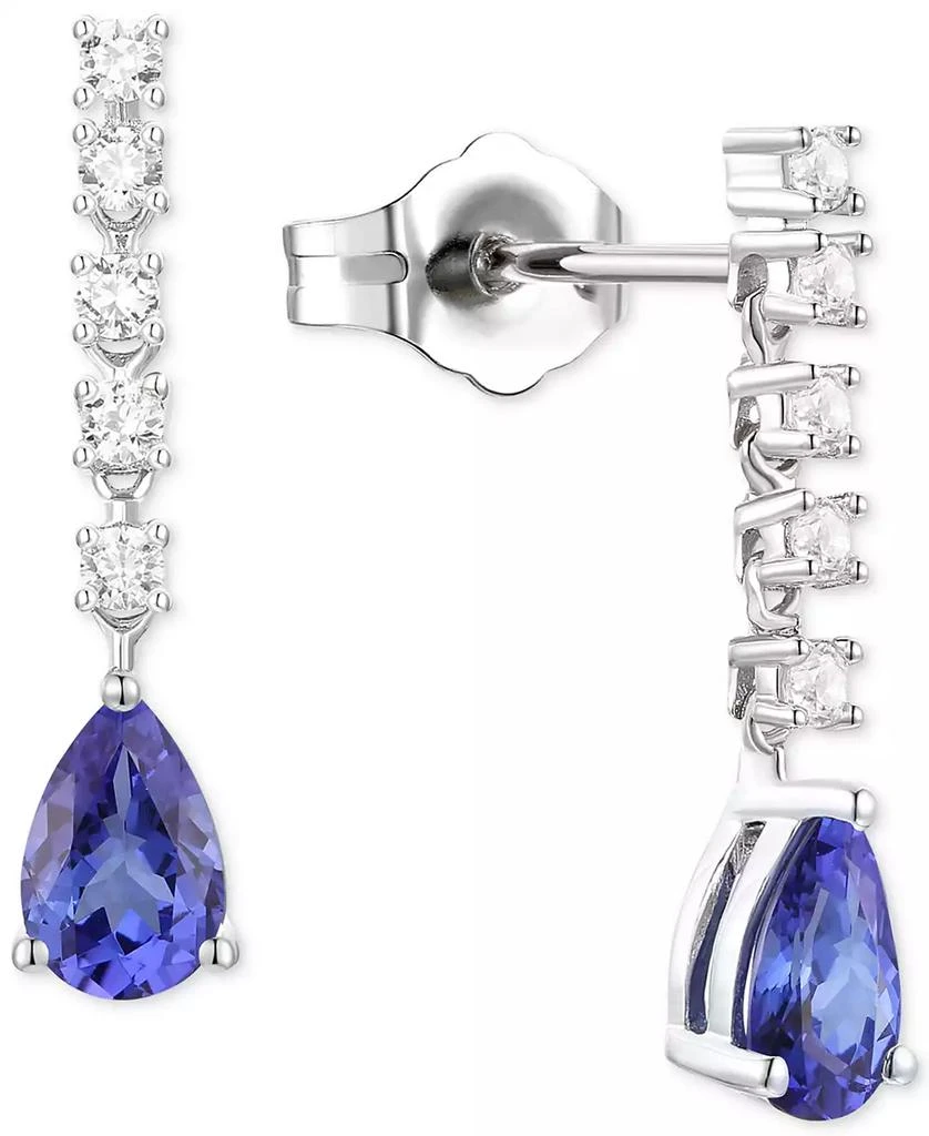 Macy's Tanzanite (3/4 ct. t.w.) & Diamond (1/5 ct. t.w.) Chain Pear Drop Earrings in 14k White Gold 1