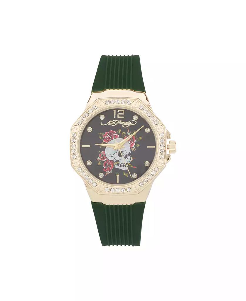 Ed Hardy Women's Quartz Matte Green Silicone Strap Watch