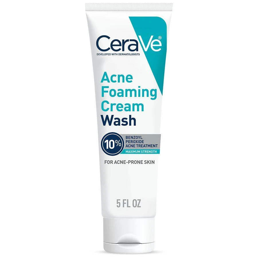 CeraVe Acne Foaming Cream Wash with 10% Benzoyl Peroxide for Face and Body Fragrance Free 1