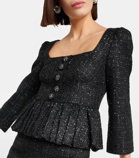 Self Portrait Peplum bouclé midi dress 4