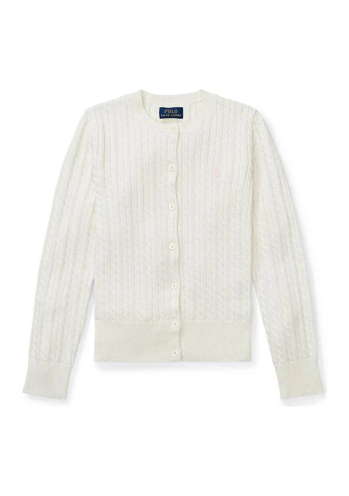 Ralph Lauren Girls 7-16 Mini-Cable Cotton Cardigan 1