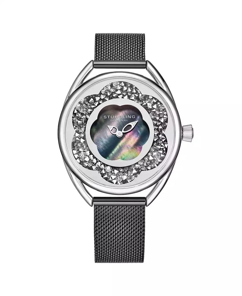 Stuhrling Women's Black Mesh Stainless Steel Bracelet Watch 38mm 1