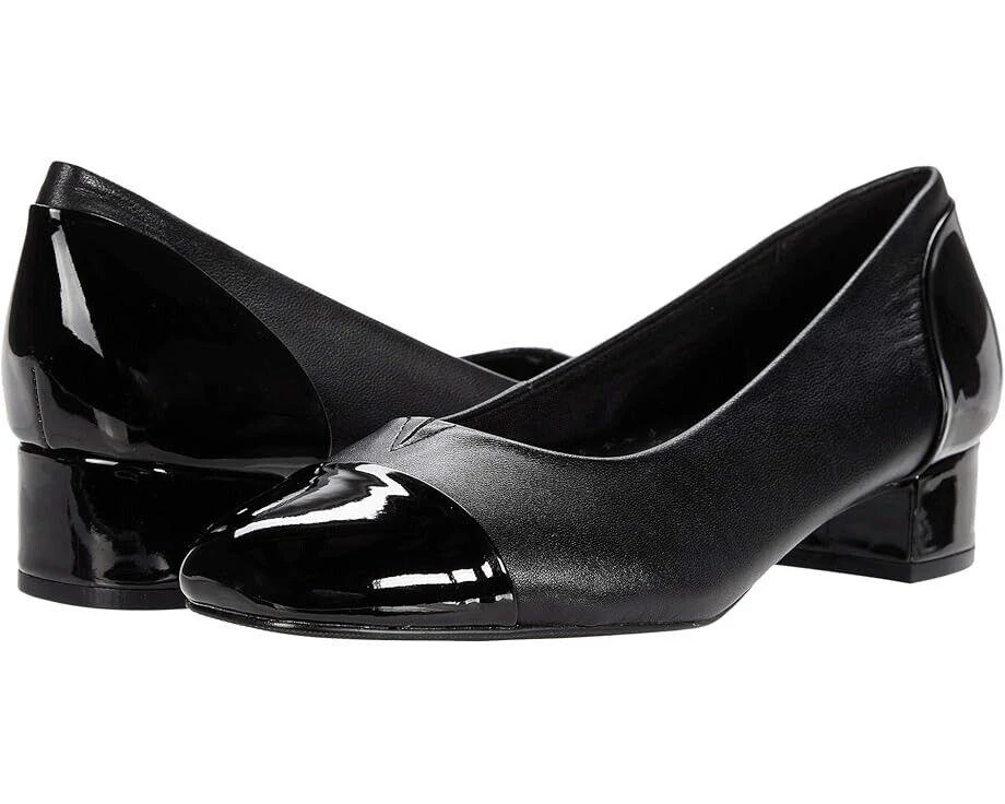 Trotters Daisy Pumps Women's US 11 Black Leather Square Toe Block Heel FZP479 1