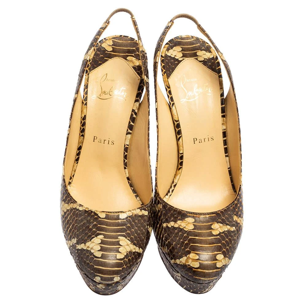 Christian Louboutin Christian Louboutin Brown Snakeskin Bianca Slingback Platform Pumps Size 40 3