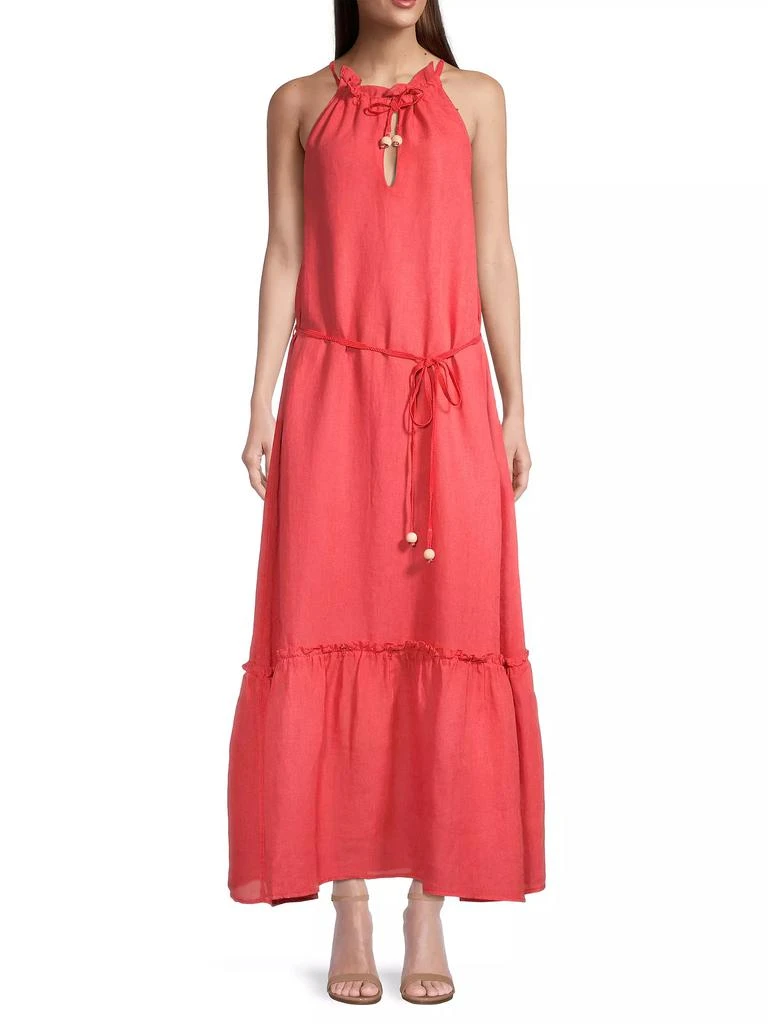 120% Lino Ruffled Linen Halter Dress 3