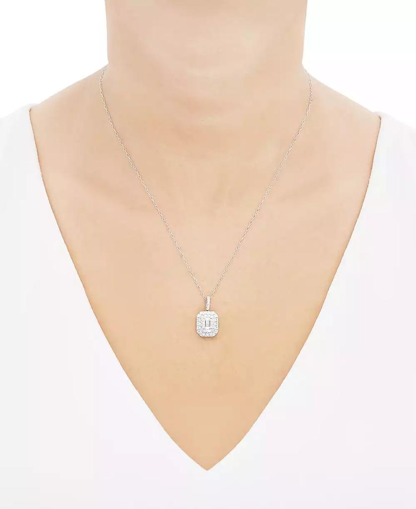 Grown With Love Lab Grown Diamond Emerald-Cut & Round Halo 18" Pendant Necklace (1-1/4 ct. t.w.) in 14k White or Yellow Gold