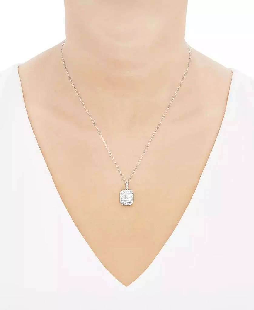 Grown With Love Lab Grown Diamond Emerald-Cut & Round Halo 18" Pendant Necklace (1-1/4 ct. t.w.) in 14k White or Yellow Gold 2