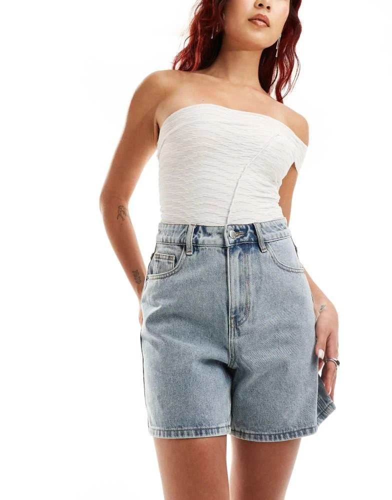 Urban Revivo Urban Revivo denim jorts in light blue wash 5