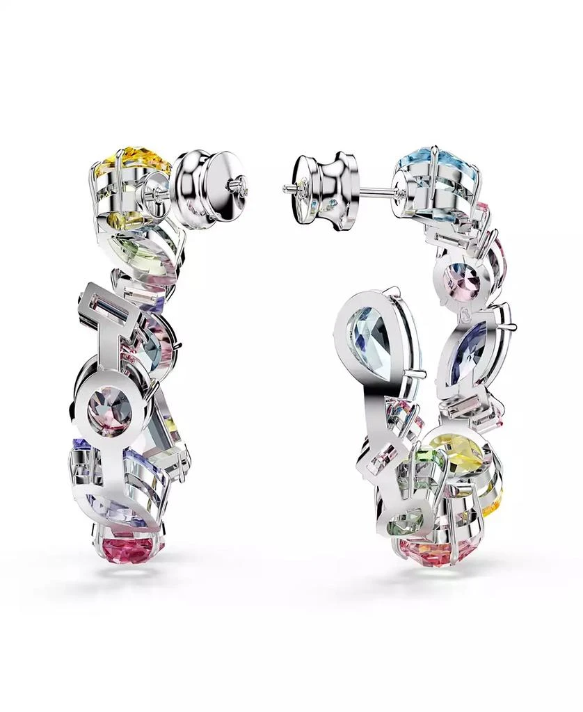 Swarovski Asymmetrical Design, Mixed Cuts, Small, Multicolored, Rhodium Plated Gema Hoop Earrings 4