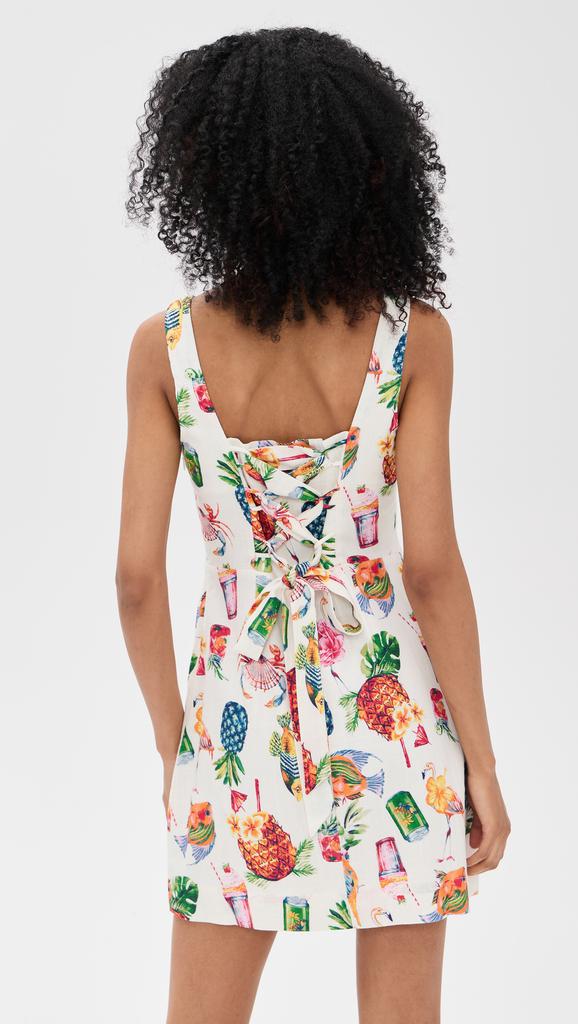 Moon River Square Neck Colorful Print Mini Dress
