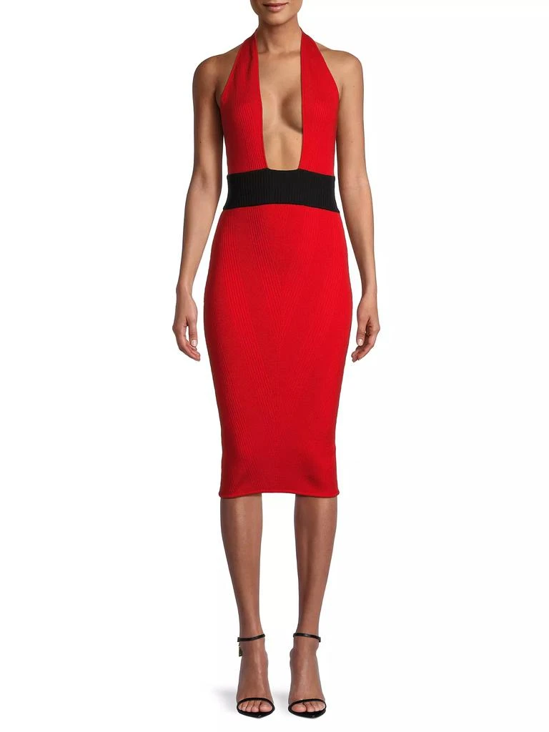 Victor Glemaud Ribbed Merino Halter Dress 3