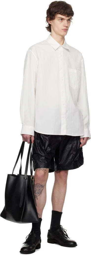 Solid Homme White Embroidered-Logo Shirt 4