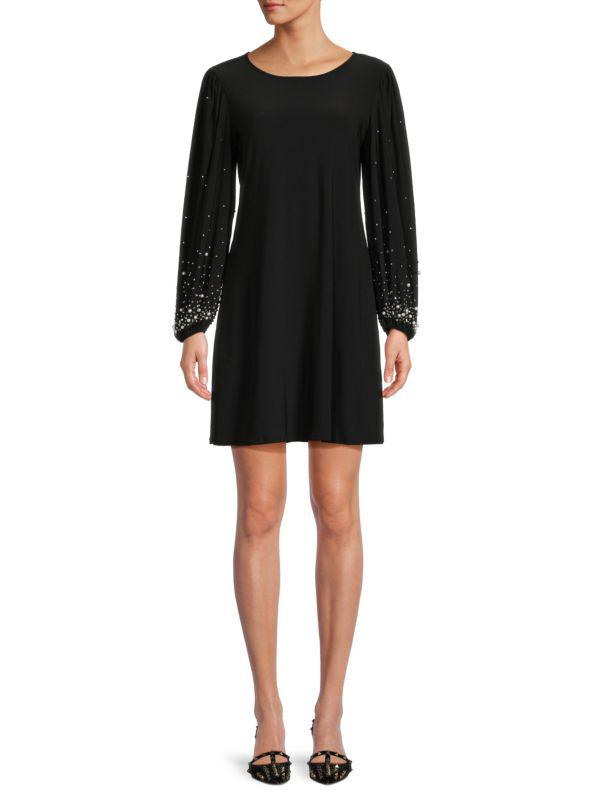 TASH + SOPHIE Beaded Puff Sleeve Fit & Flare Mini Dress