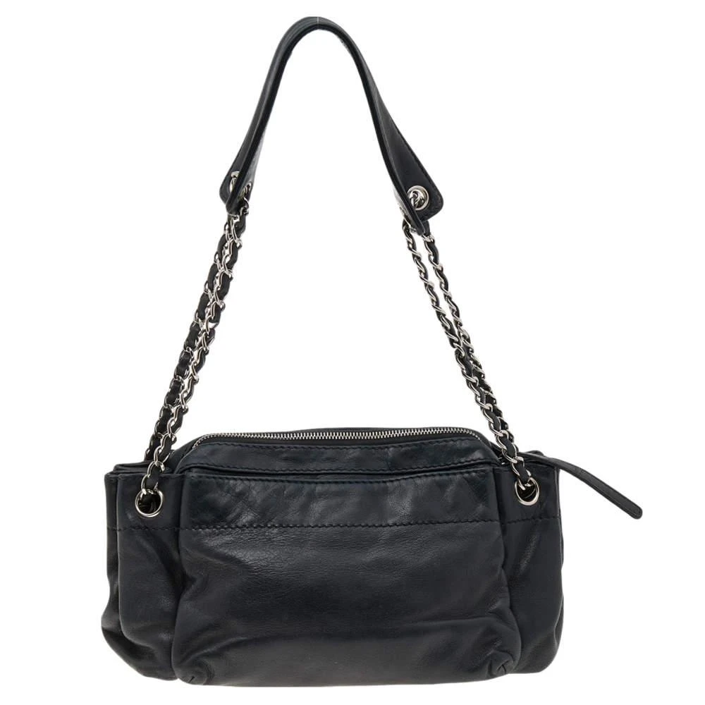 Chanel Chanel Black Leather Accordion Zipper Bag 4