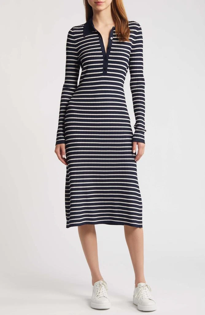 Hugo Boss Filblue Stripe Long Sleeve Dress 1