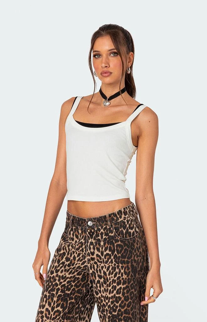 Edikted Layered Contrast Ribbed Top 3