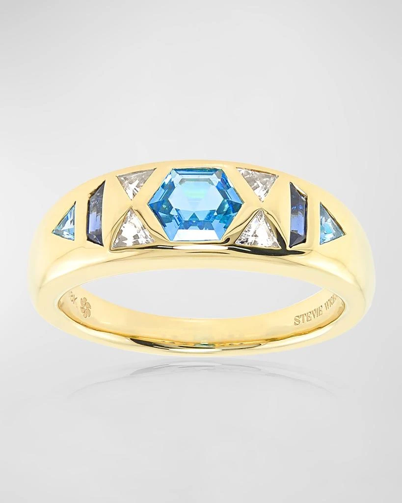Stevie Wren 18K Yellow Gold Honeycomb Gemstone Band Ring 1