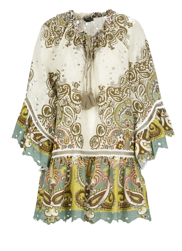 MISS BIKINI Ivory Cotton Caftan With Floral Perforations 1