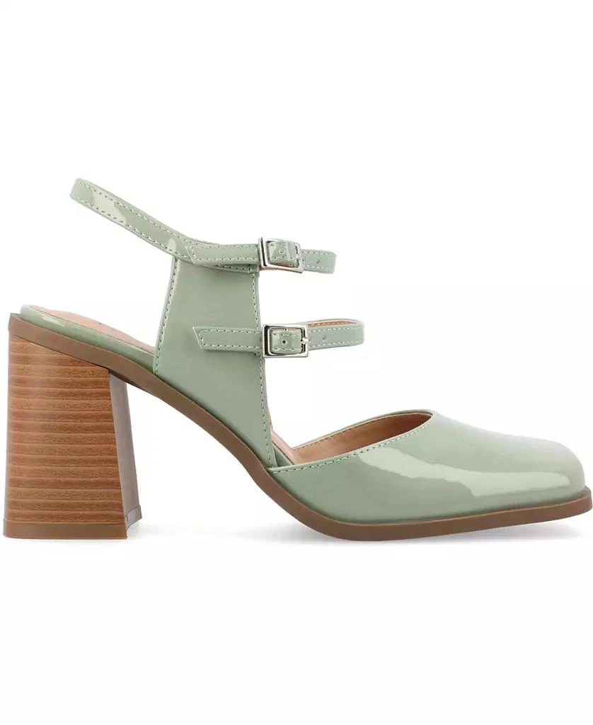 Journee Collection Women's Caisey Double Strap Square Toe Block Heel Pumps 2