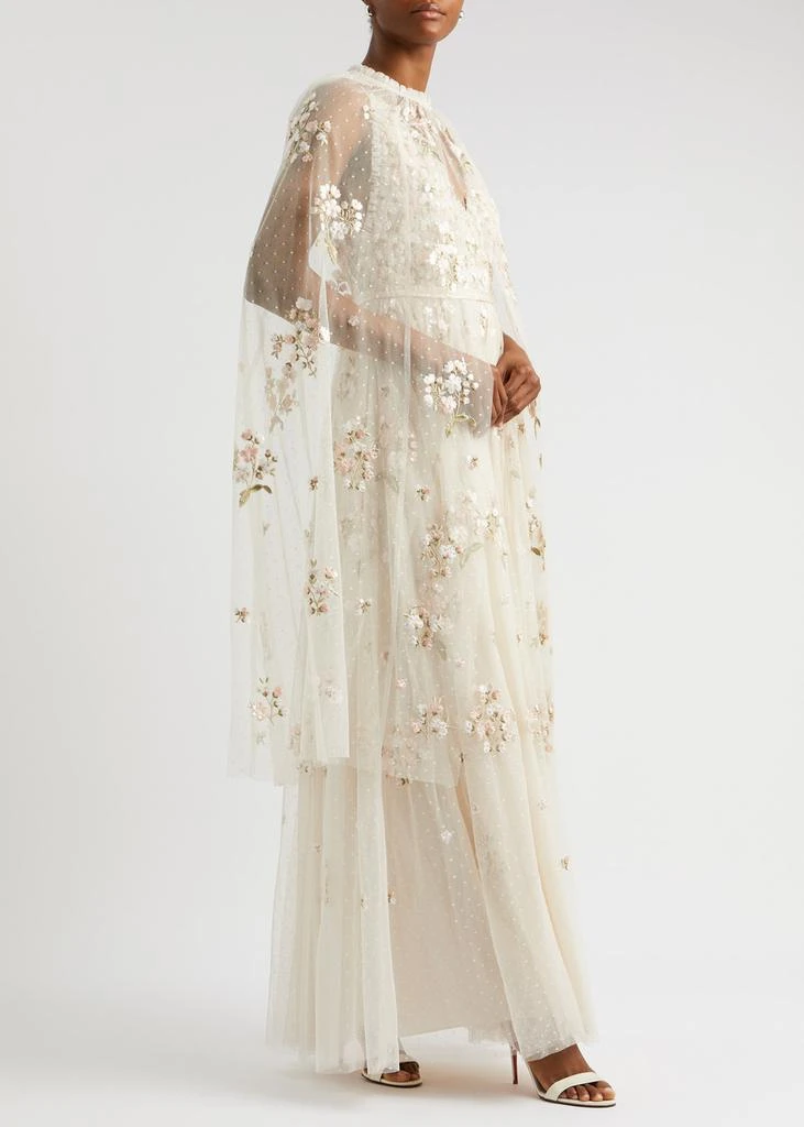 NEEDLE & THREAD Posy floral-embroidered tulle cape 4