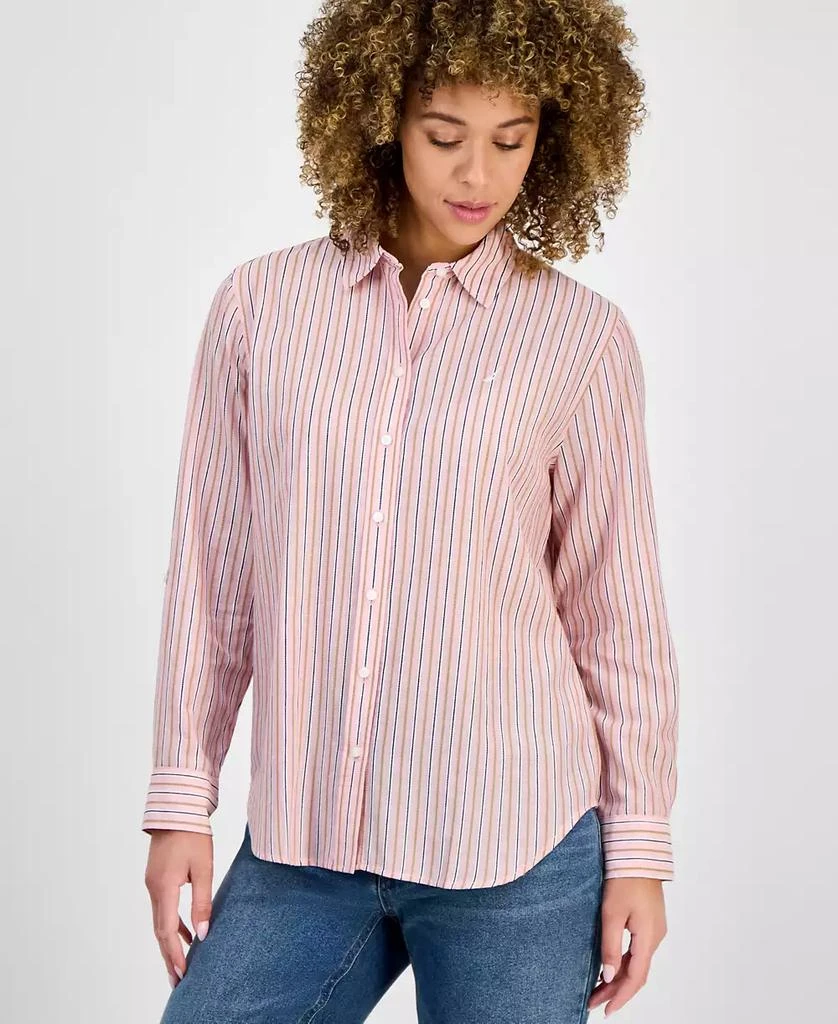 Nautica Jeans Women's Striped Cotton Button-Front Shirt 1