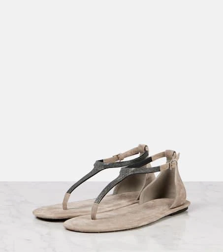 Brunello Cucinelli Monili suede thong sandals 4