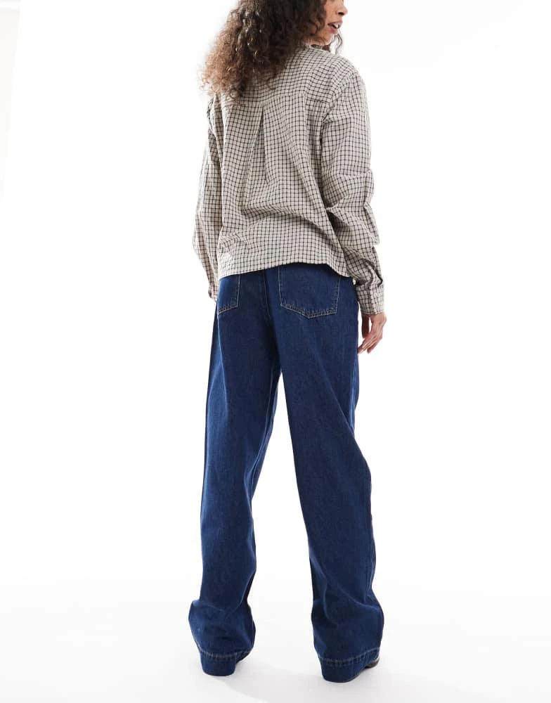 ASOS ASOS DESIGN wide leg seam front jean in dark mid blue 3