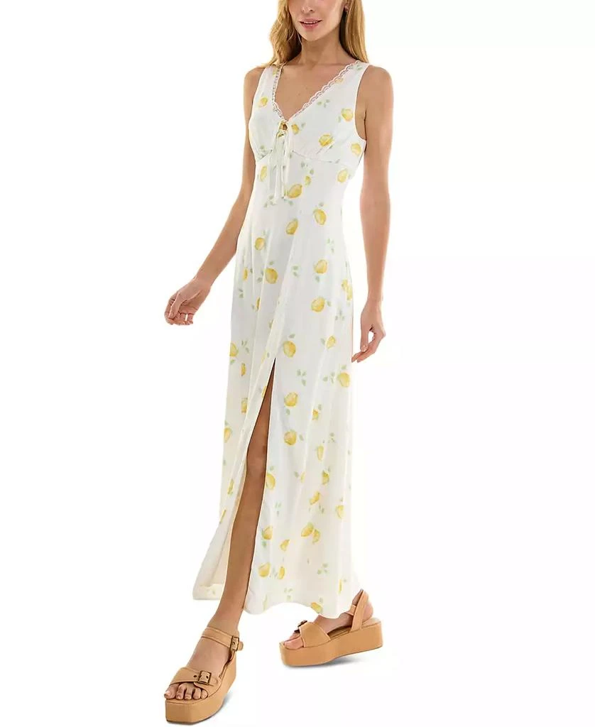 BEAUTY & GRACE Juniors' Lemon-Print Maxi Dress 3