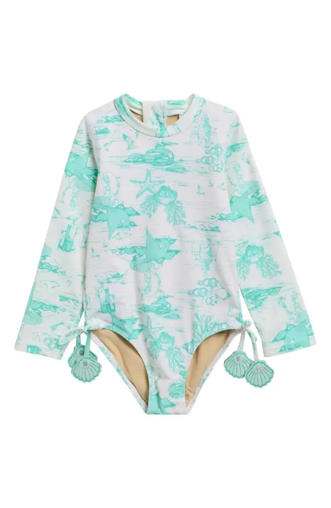 Shade Critters Shade Critters Kids' Mermaid Toile Long Sleeve One-Piece UPF 50+ Rashguard Swimsuit