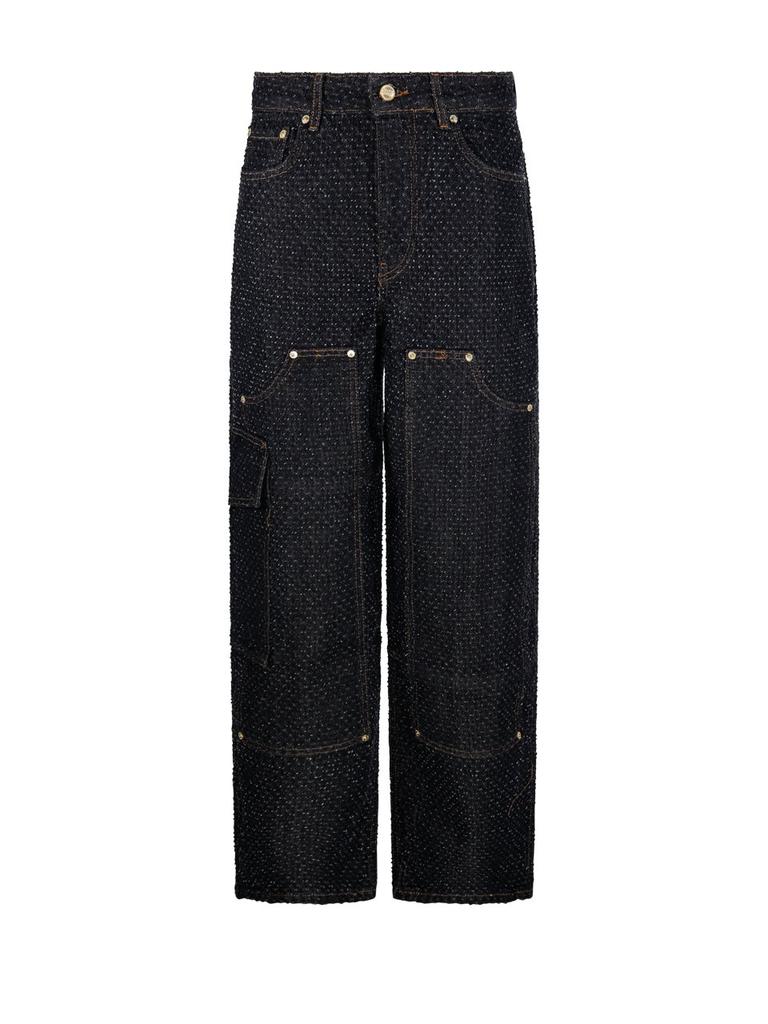 24AW【GANNI】Black Stretch Denim Wide-leg Jeans Ganni Black stretch denim wide-leg jeans - Jeans - BeyondStyle