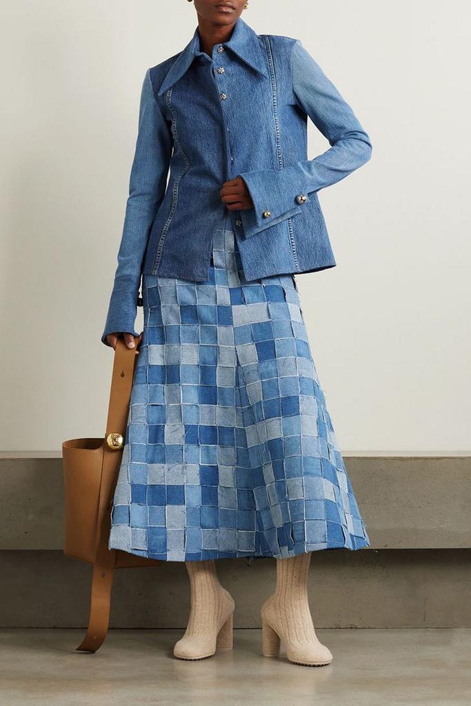A.W.A.K.E. Mode Patchwork denim maxi skirt