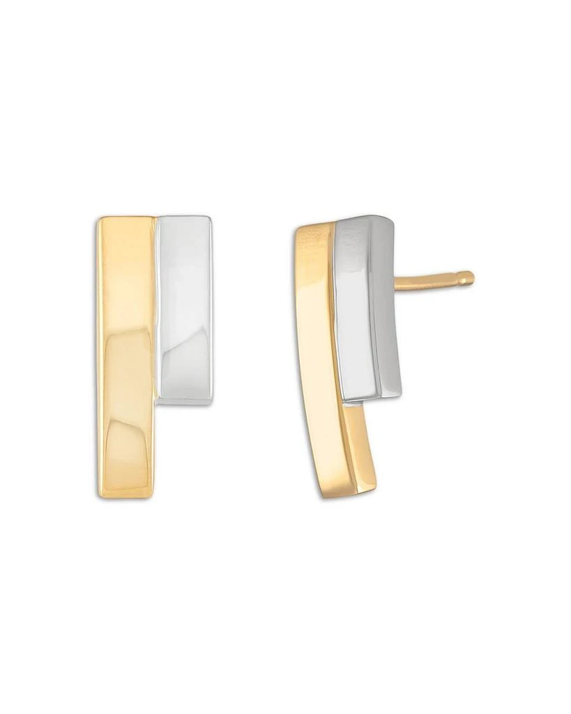 Alberto Amati 14K White & Yellow Gold Double Bar Stud Earrings 2
